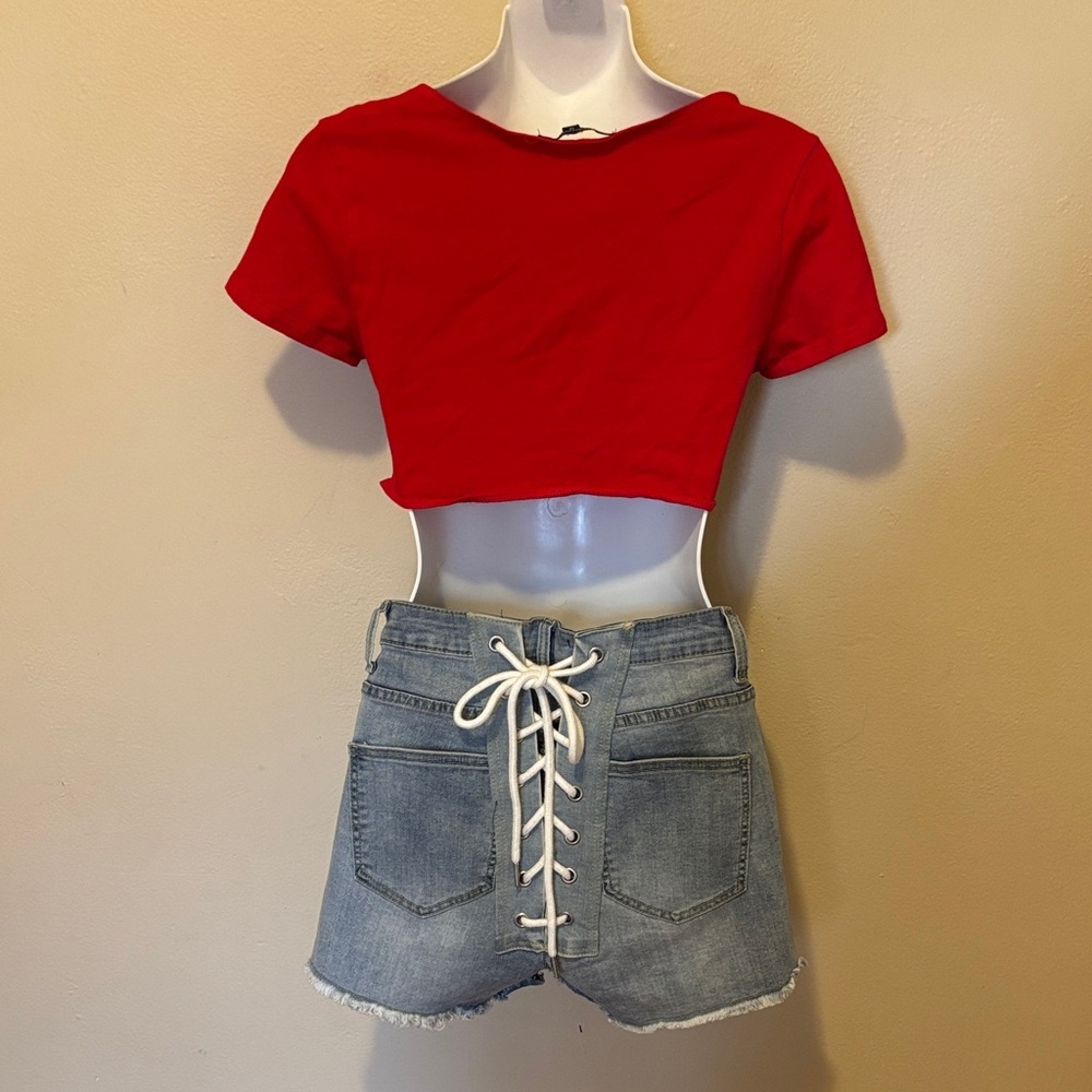 Ambiance Red Ring Detail Crop Top - Picture 2 of 2